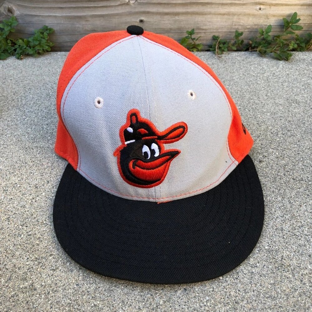 NEW ERA Baltimore Orioles Fitted Hat 7 Men's Grey Orange Cap MLB 59Fifty